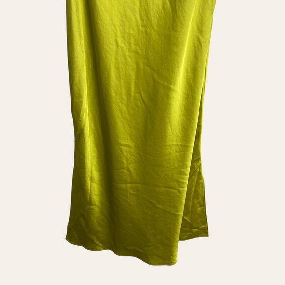 Express Satin Cowl Neck Midi Slip Dress in Lime Green Size Small - Picture 7 of 13